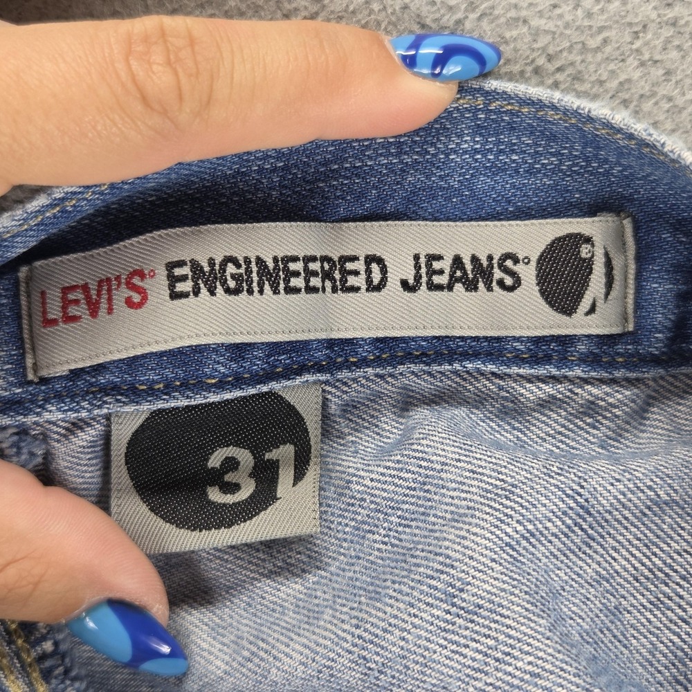 Vintage Levis Engineered Jeans Mens 31x27 Blue Twisted Button Fly Thrashed - Picture 7 of 16